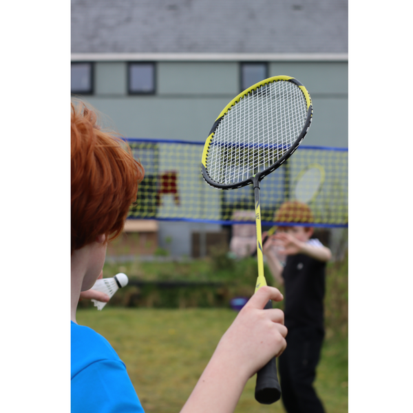 Children playing with the Hit Sport Aluminium & Fibreglass Badminton Racket
