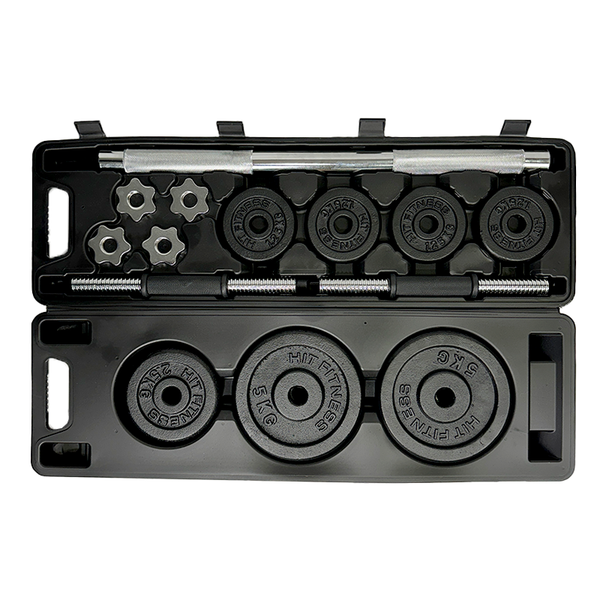 Hit Fitness Adjustable Dumbbell and Barbell Set | 30kg Box Open
