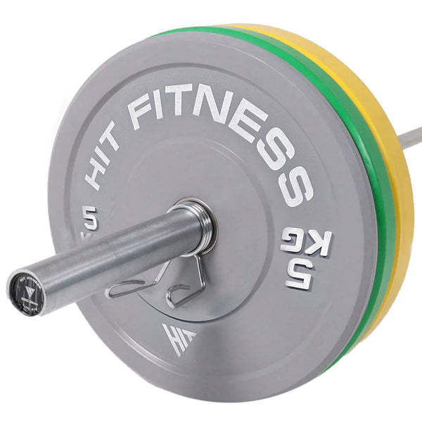 Hit Fitness 120kg Coloured Bumper Plates Athletic Weight Set Close Up