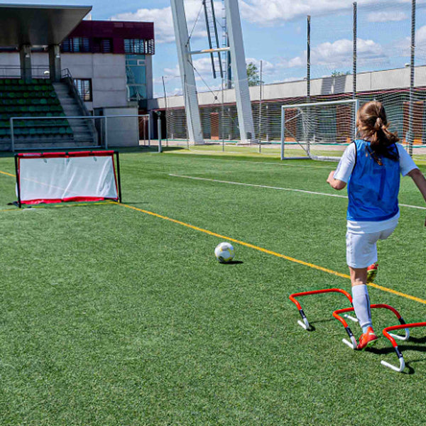 BazookaGoal Football Goal | 6' x 3' - Red (Lifestyle)