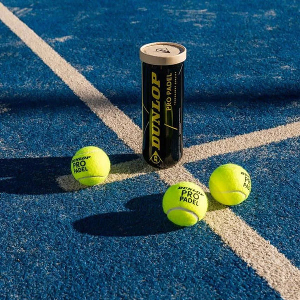 Dunlop Pro Padel Tube of 3 Balls on a Tennis Curt