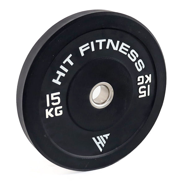 Hit Fitness 15kg Commercial Black Rubber Bumper Plate