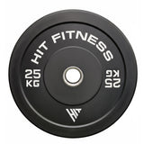 Hit Fitness 25kg Commercial Black Rubber Bumper Plate