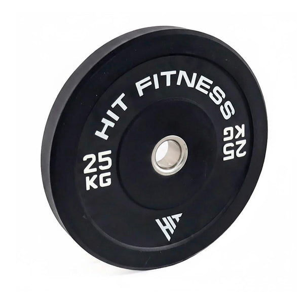 Hit Fitness 25kg Commercial Black Rubber Bumper Plate