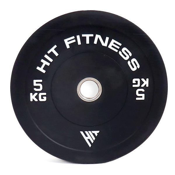 Hit Fitness 5kg Commercial Black Rubber Bumper Plate - Front