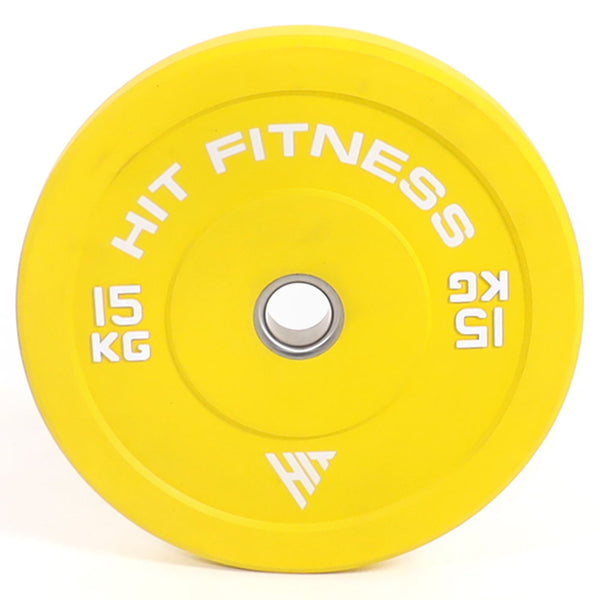 Hit Fitness 15kg Commercial Coloured Rubber Bumper Plate - Front