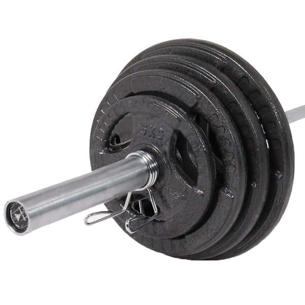 Hit Fitness 120kg Performance Weight Set | Cast Iron Discs and Barbell