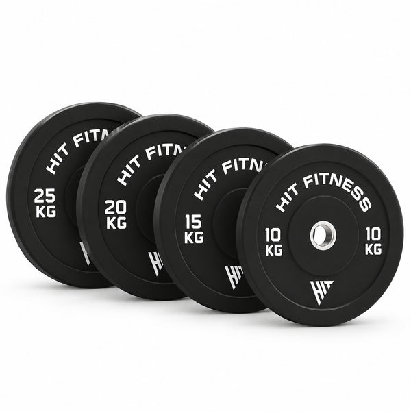 Hit Fitness 140kg Commercial Black Rubber Bumper Plate Set