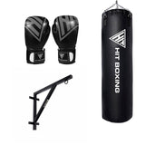 Hit Fitness 3.9ft Punch Bag, Leather Boxing Gloves with Fixed Rack
