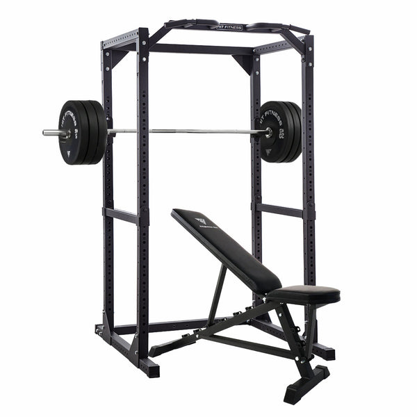 Hit Fitness Athletic Pack Plus 120kg | Rack - Bench - Black Bumper Plates