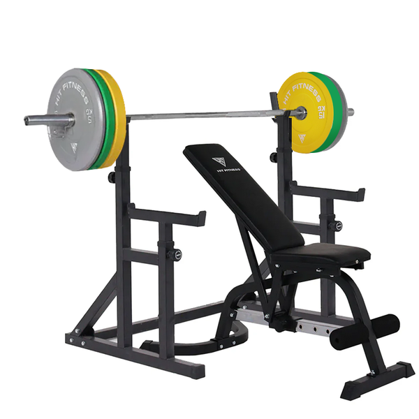 Hit Fitness Core Pack 80kg | Essential Rack - Bench - Weight Plates (Coloured)