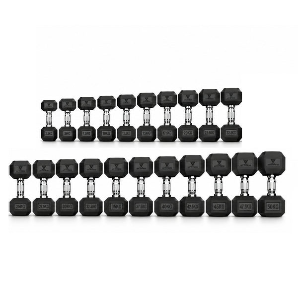 Hit Fitness Hex Dumbbell Set - 2.5kg to 50kg (2.5kg Increments)