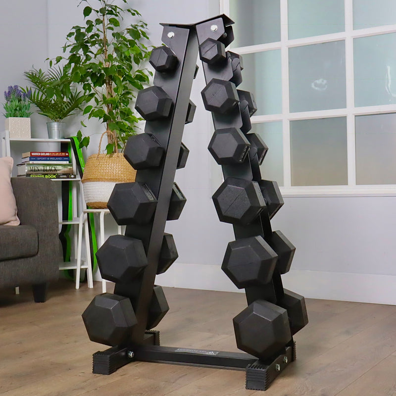 Hit Fitness Hex Dumbbells Vertical Rack — 6 Pairs (105kg)