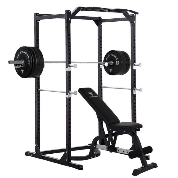 Hit Fitness Athletic Pack 120kg | Rack - Bench - Black Bumper Plates