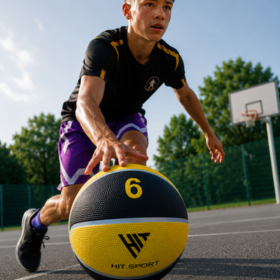 Hit Sport Trainer Yellow Basketball Size 6 | 10 Pack with Carry Bag
