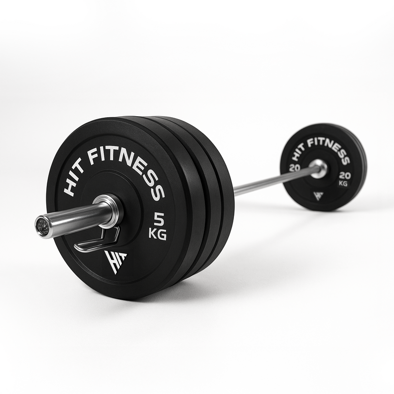 Hit Fitness 120kg Black Bumper Plates Athletic Weight Set
