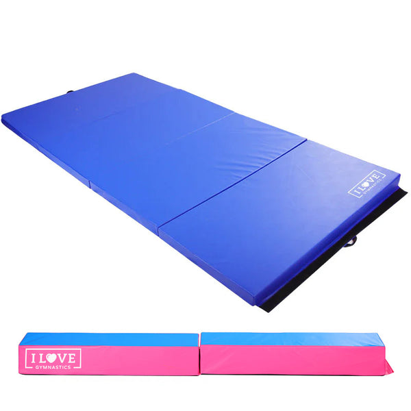 I Love Gymnastics Balance Beam & Mat | Blue & Pink