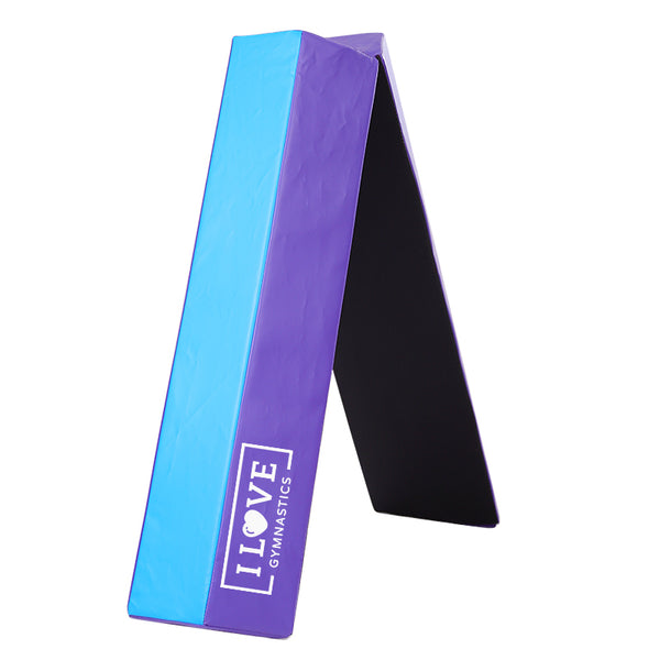 I Love Gymnastics Foldable Balance Beam Blue & Pink Half Folded