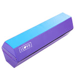 Purple and blue gymnastics balance beam with 'I ❤️ Gymnastics' text on a white background