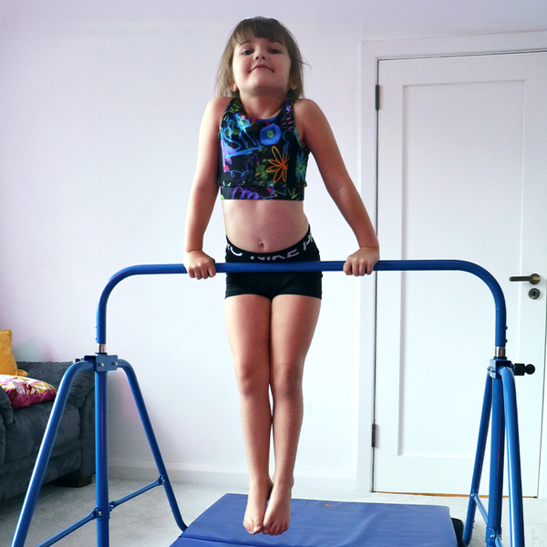 I Love Gymnastics Essential Bar & Mat Set Lifestyle Hanging