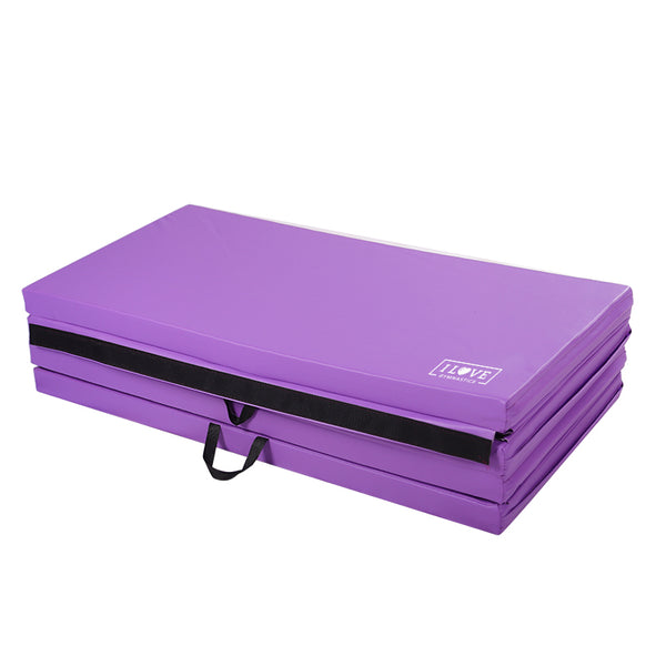 I Love Gymnastics Foldable Gymnastics Mat Purple Folded Flat