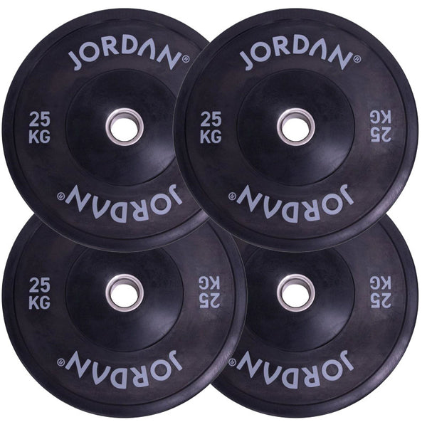 Jordan Fitness Black Bumper Plates 25kg | Bundle of 4