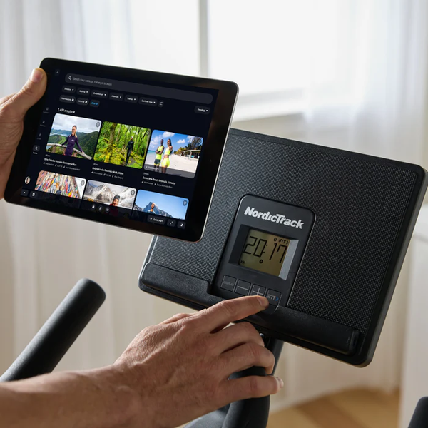 NordicTrack T Series 9 Studio Bike Tablet Lifestyle