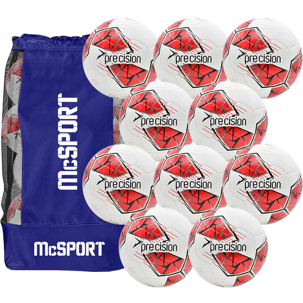 Precision Fusion FIFA Basic Training Football (Red) | 10 Pack + Bag