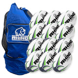 Rhino Cyclone Rugby Training Ball 12 Pack with Carry Bag | White