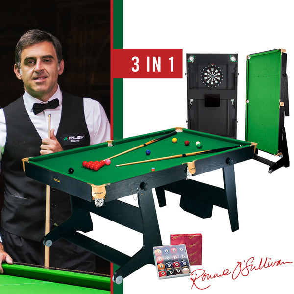Riley 6ft Folding Snooker Table 3 in 1 | Snooker, Pool & Darts