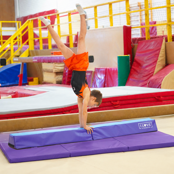 I Love Gymnastics Balance Beam & Mat | Blue & Purple