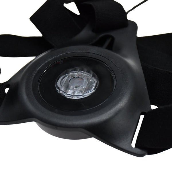 Close-up view of the front light lens of the Six Peaks Running LED Chest Lamp.