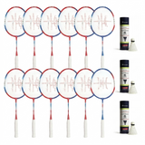 Sure Shot Schools Badminton Pack | 12 Rackets and 3 Shuttlecock Tubes