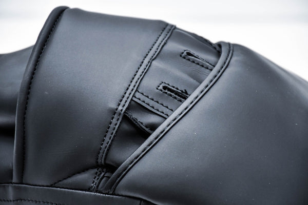 Close-up of the stitching and details on the Urban Fight Focus Mitts, showing the padded area and the secure design.