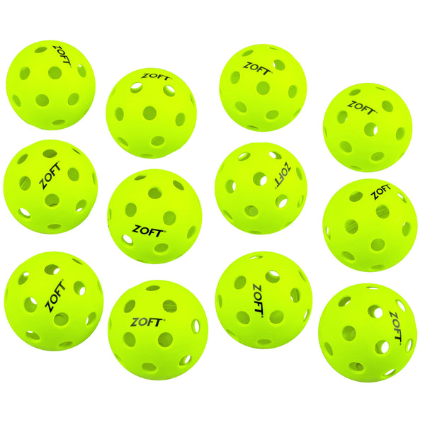 Zoft Indoor Pickleballs (Flo Green) | 12 Pack