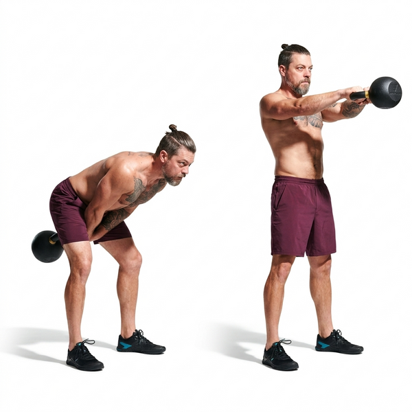 Man doing Kettlebell swings with a 6kg Cast Iron Kettlebell