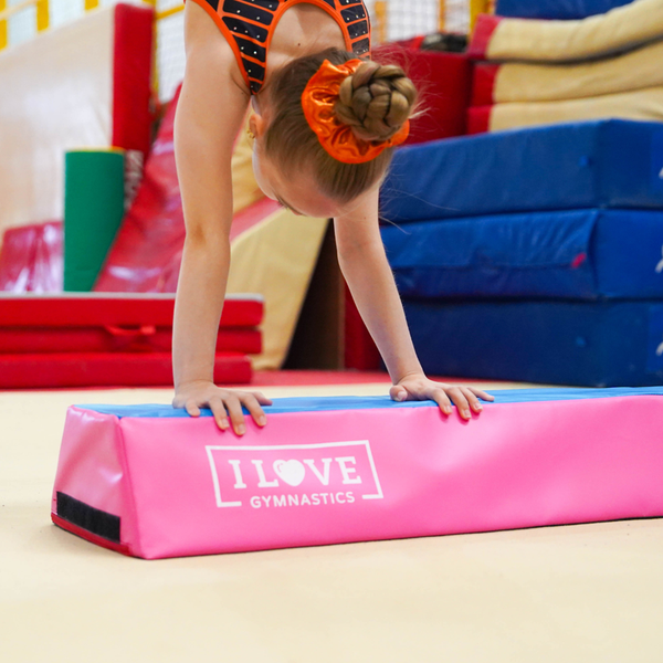 I Love Gymnastics Foldable Balance Beam | Blue & Pink
