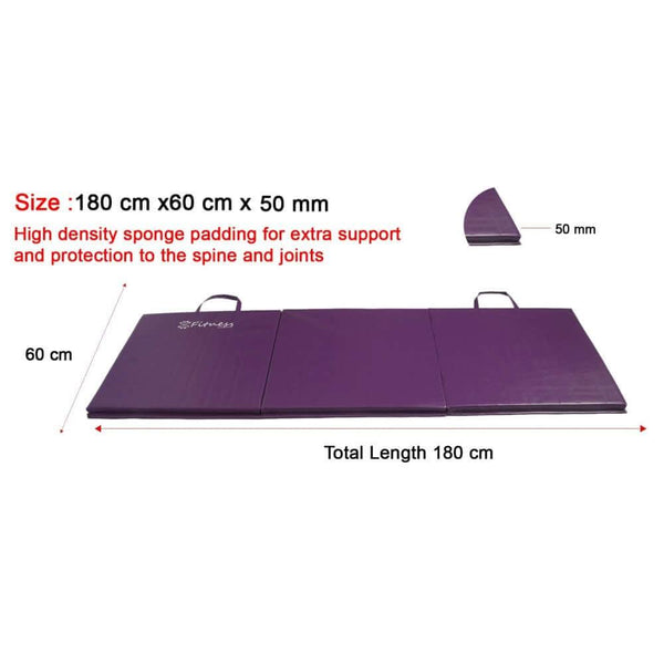 Fitness Tri-Fold Mat | Purple 6' x 2' x 50MM Image McSport Ireland