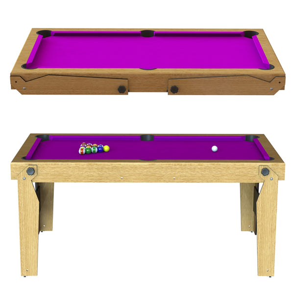 BCE 6ft Rolling Lay Flat Floding Pool Table | Purple Image McSport Ireland