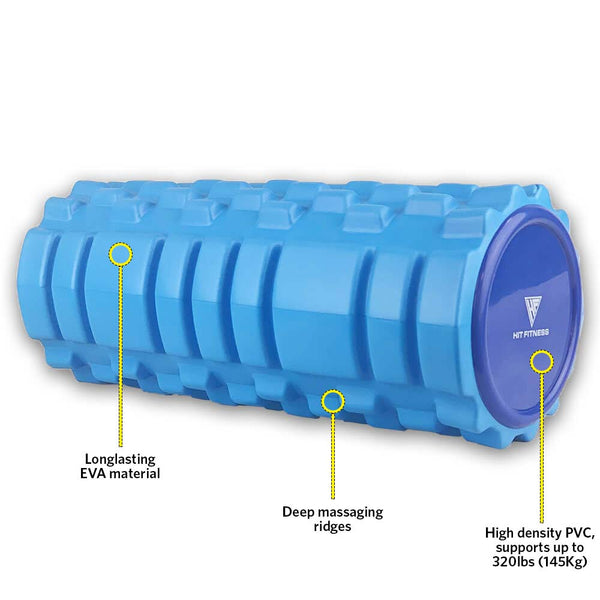 HIT FITNESS Foam Roller with deep massaging ridges | Blue