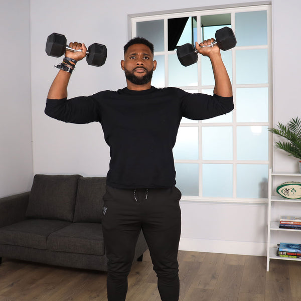 Hit Fitness Hex Dumbbells 10kg & 15kg | Bundle - Man Shoulder Press