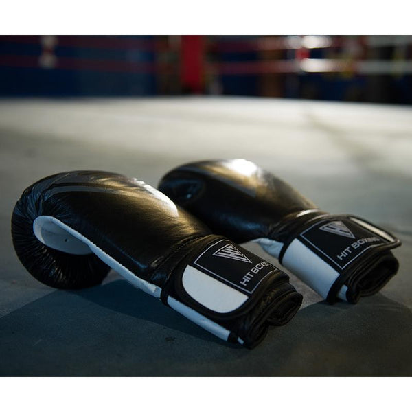 Hit Boxing Leather Boxing Gloves in the boxing ring