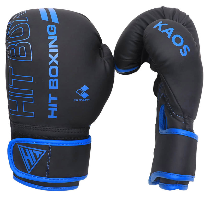 Hit Boxing Kaos PU Boxing Gloves (Black Blue) — McSport