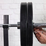 Hit Fitness 100kg Commercial Black Rubber Bumper Plate Set - side