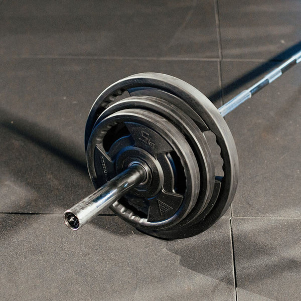 Hit Fitness Rubber Radial Olympic Weight Discs | 5kg - Plate on Bar