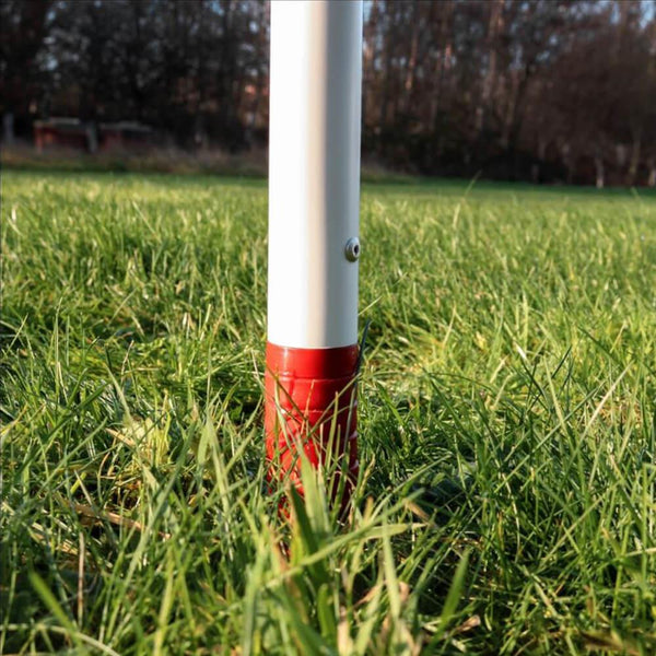 Centurion Spring Loaded Corner Pole | White Pole Brown Socket Image McSport Ireland